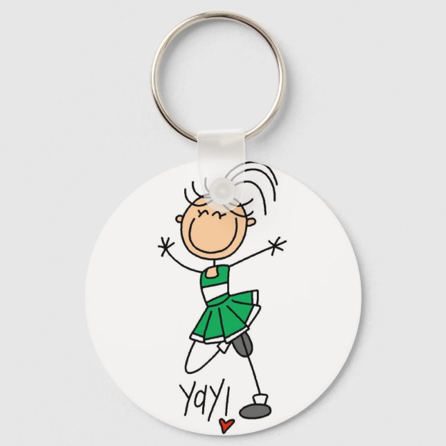 Grüne Cheerleader Tshirts und Geschenke Schlüsselanhänger (Vorderseite)