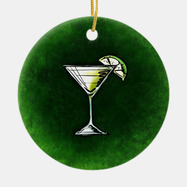 Grüne Cocktailabsinth Keramik Ornament (Vorne)