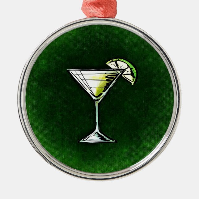 Grüne Cocktailabsinth Ornament Aus Metall (Vorne)
