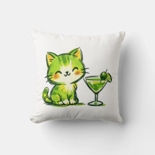 Grüne Cocktails und Katzen Kissen