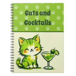 Grüne Cocktails und Katzen Notizblock