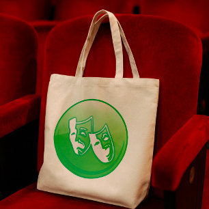 Grüne Comedy- und Tragödien-Dramenmasken Tragetasche