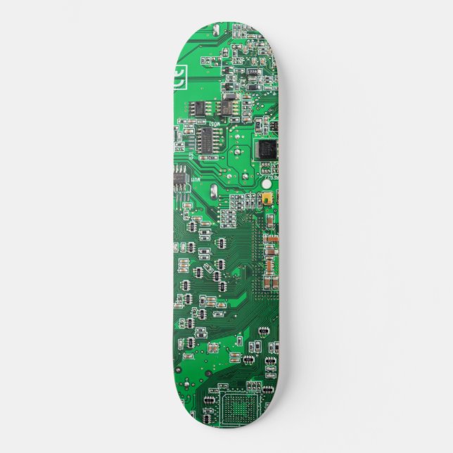 Grüne Computergehäuse Skateboard (Vorderseite)
