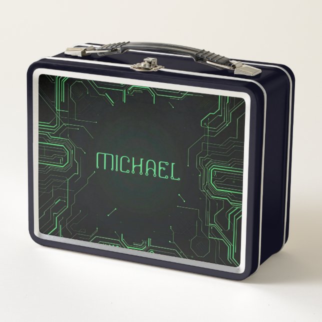 Grüne Computerplatine Metall Brotdose (Vorderseite)
