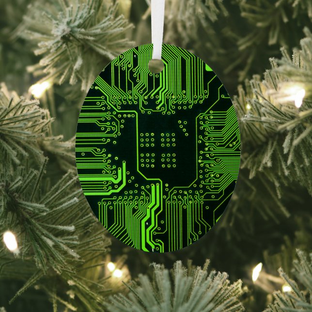 Grüne coole Computerplatine Ornament Aus Metall (InSitu)
