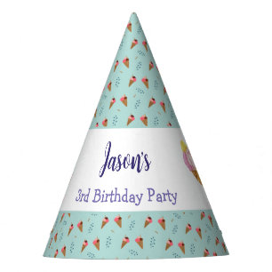 Grüne Coole Eiscreme Cone Boys Geburtstag Partyhütchen