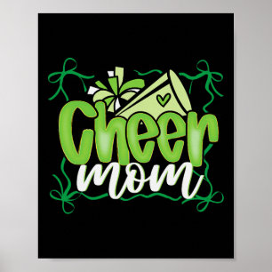 Grüne Coquette Pom Poms Schleife Cheer Mom Mama Ch Poster