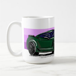 Grüne Corvette C7 mit Lila Streifen Kaffeetasse