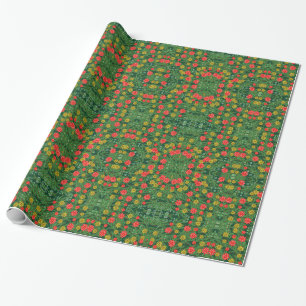 Grüne Country-Blumen-Spiegel-Muster-Geschenkverpac Geschenkpapier