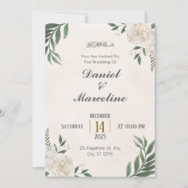 Grüne Creme Ästhetische Minimalistische Hochzeit Einladung