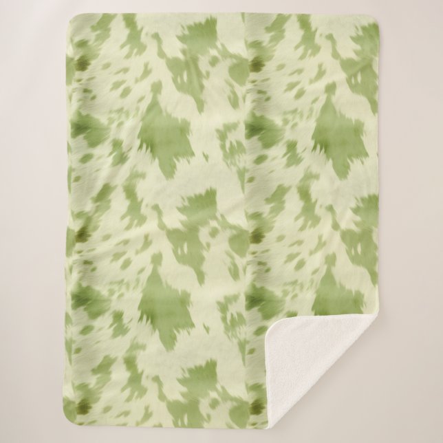 Grüne Creme Cowhide Sherpadecke (Vorderseite)