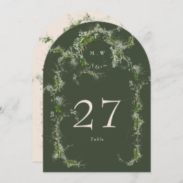 Grüne Creme Eukalyptus Wreath Arch Tischnummer