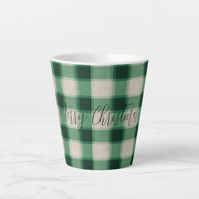 Grüne Creme Kariert Milchtasse (Vorderseite)