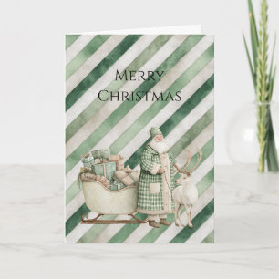 Grüne Creme Streifen Weihnachtsbaum Karte