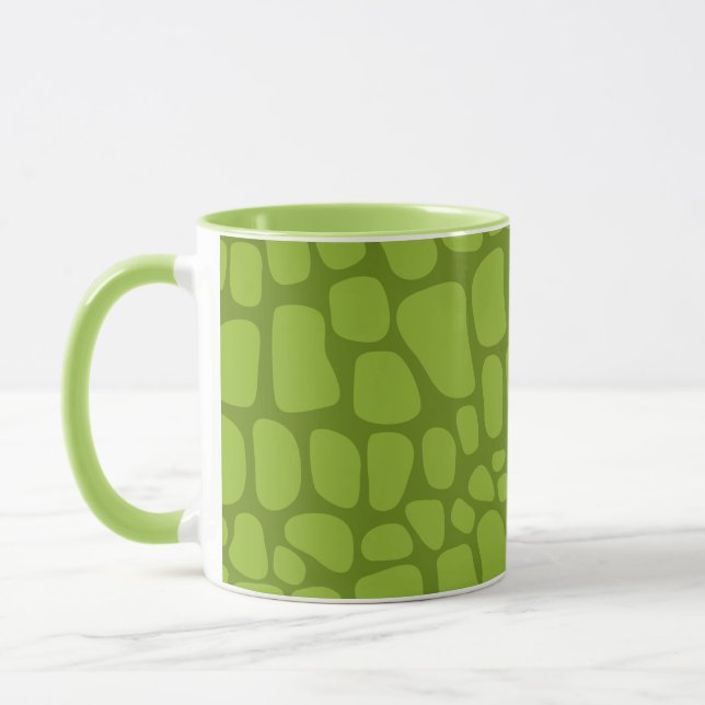 Grüne Crocodile Streifen Wildtierhautmuster Tasse (Links)