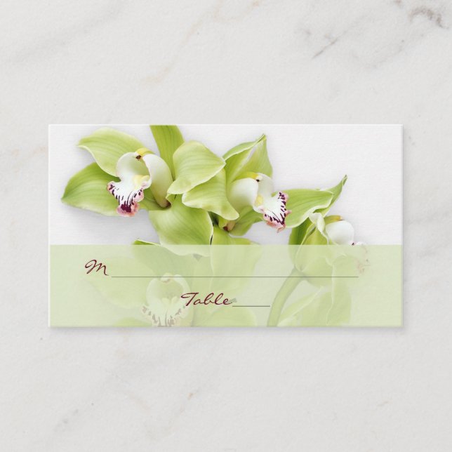 Grüne Cymbidium Orchid Blumenzwiebeln Platzkarten (Vorderseite)