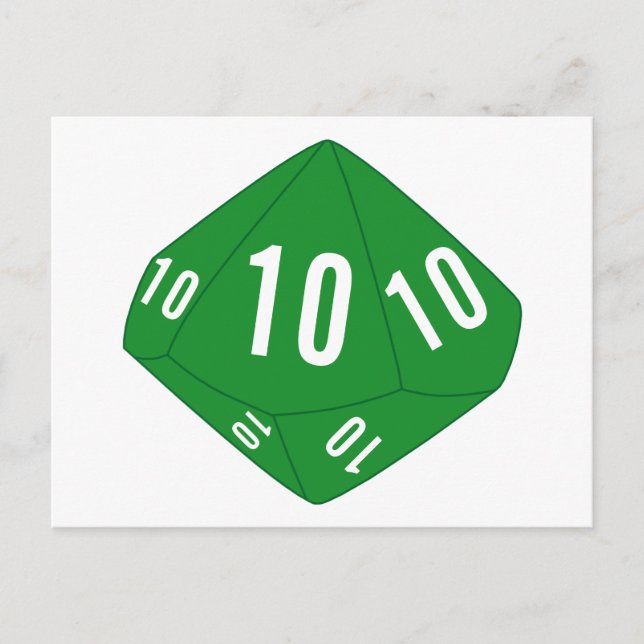 Grüne D10-Würfel-Tischnummer Postkarte (Vorderseite)