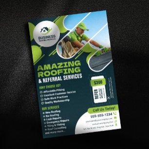 Grüne Dachdeckerarbeiten Reparaturen, Installation Flyer