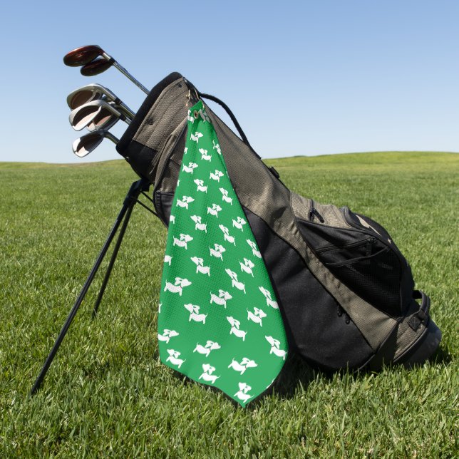 Grüne Dackel Golfer-Geschenk Golfhandtuch (Gras)