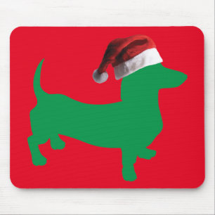 Grüne Dackel - Und-Santa-Hat Mousepad