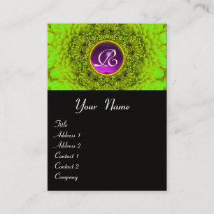 GRÜNE DAHLIE  MONOGRAMM AMETHYST schwarz lila Visitenkarte