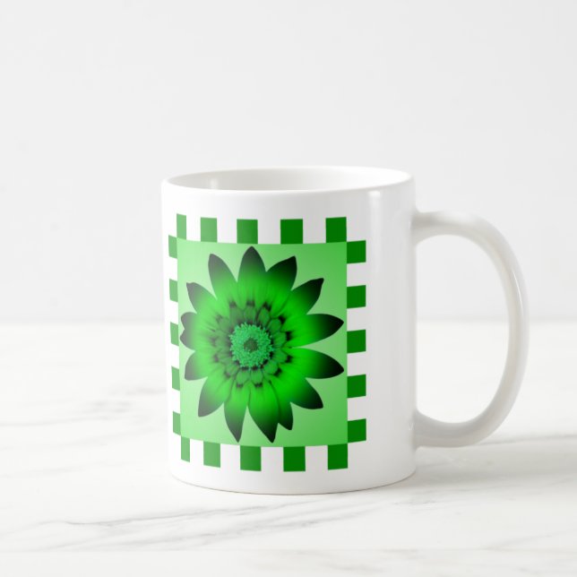 Grüne Daisy-Blume, Musterstreifen - Tasse (Rechts)
