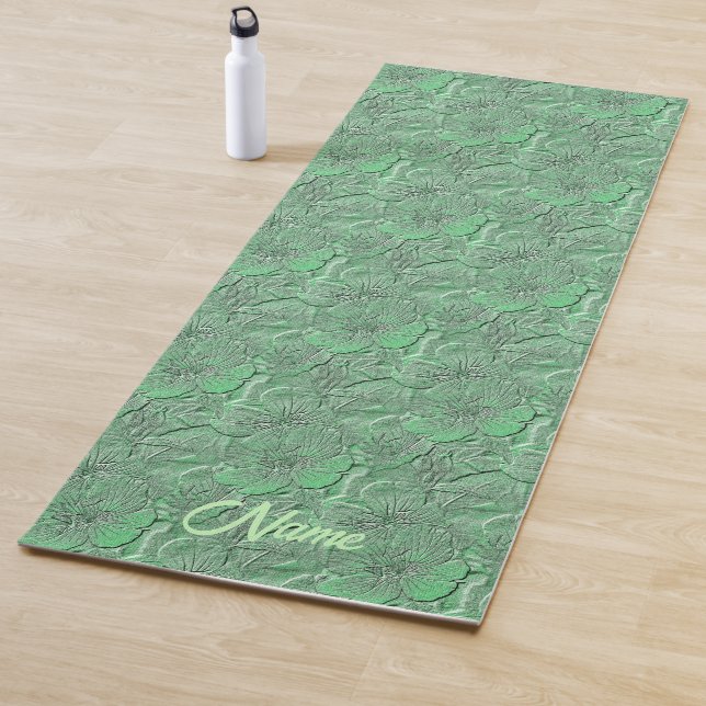 Grüne Daisy Blume Naturkunst Personalisiert Yogamatte (Beispiel)