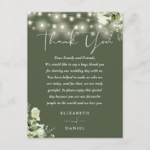 Grüne Dankeschön an Olive Green Wedding Platzkarte