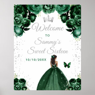 Grüne Dark Skin Princess Sweet Sixteen Begrüßung Poster