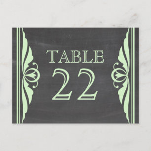 Grüne Deco-Tafel-Tischnummer-Postkarte Postkarte
