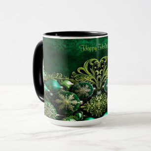 Grüne Dekorative Ornamente Feiertags-Tasse Tasse