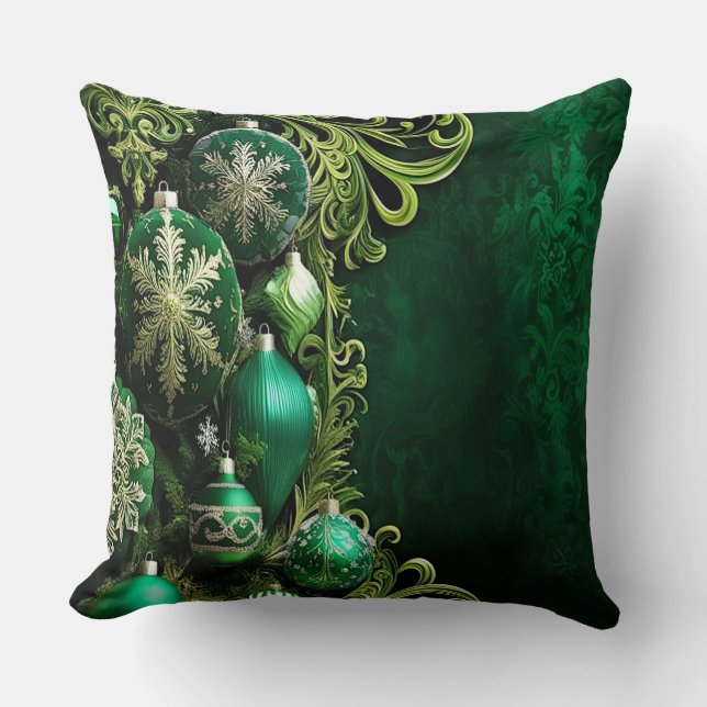 Grüne dekorative Ornamente Holiday Throw Kissen (Vorderseite)
