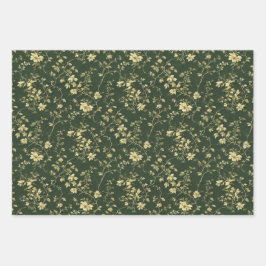 Grüne Dekoupage der Blumenkohle Hütte Geschenkpapier Set