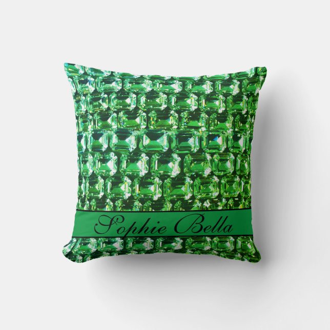 Grüne Diamanten, grüne Vintage Edelsteine Kissen (Vorderseite)