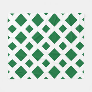 Grüne Diamanten in Weiß Fleecedecke