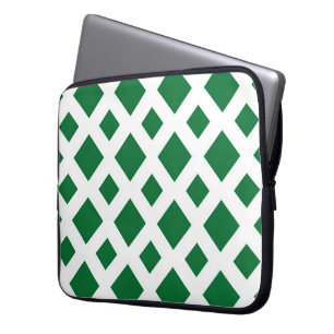 Grüne Diamanten in Weiß Laptopschutzhülle