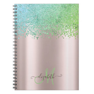 Grüne Diamanten Monogramm Roségold Notizblock