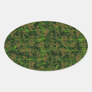 Grüne digitale Camouflage im Holzlandstil Ovaler Aufkleber