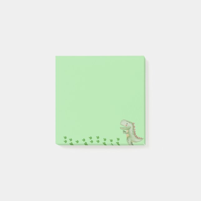 Grüne Dinosaurier Post-it-Noten, klebrige Noten Post-it Klebezettel (Vorderseite)