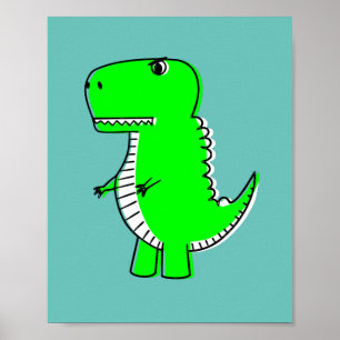 Grüne Dinosaurier-Zeichnung Poster