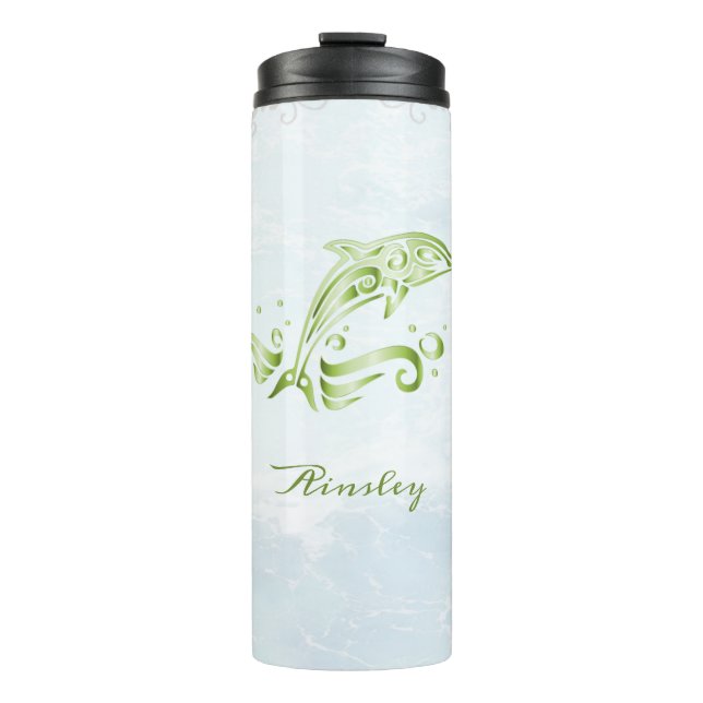 Grüne Dolphin Personalisiert-Thermaltumbler Thermosbecher (Vorderseite)