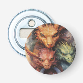 Grüne Drachen in Rot-Orange Flaschenöffner