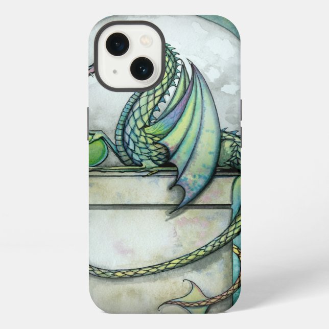 Grüne Drachenfee Fantasy Kunst Feen iPhone Hülle (Rückseite)
