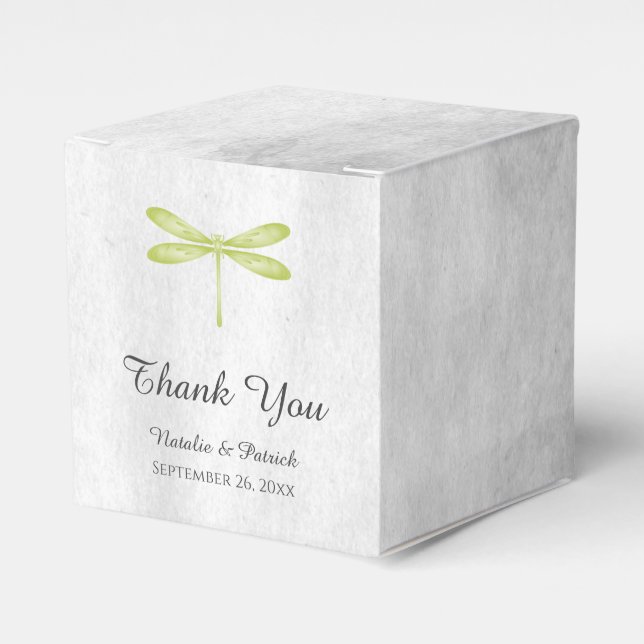Grüne Dragonfly-Gastgeschenk Hochzeiten Geschenkschachtel (Vorderseite)