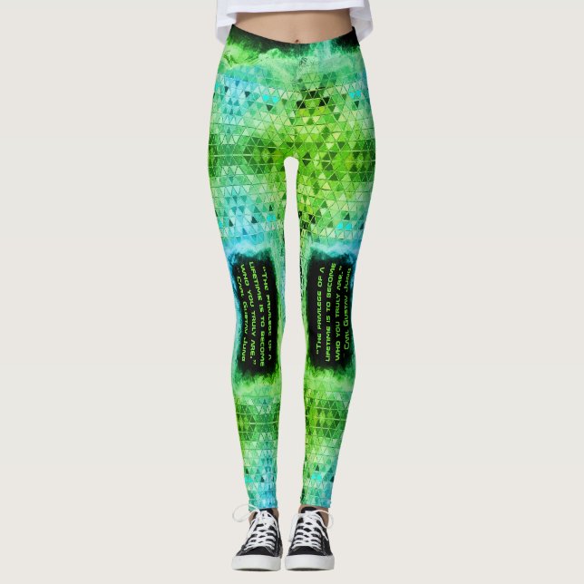 Grüne Dreiecke Cyberpunk-Leggings Leggings (Vorderseite)