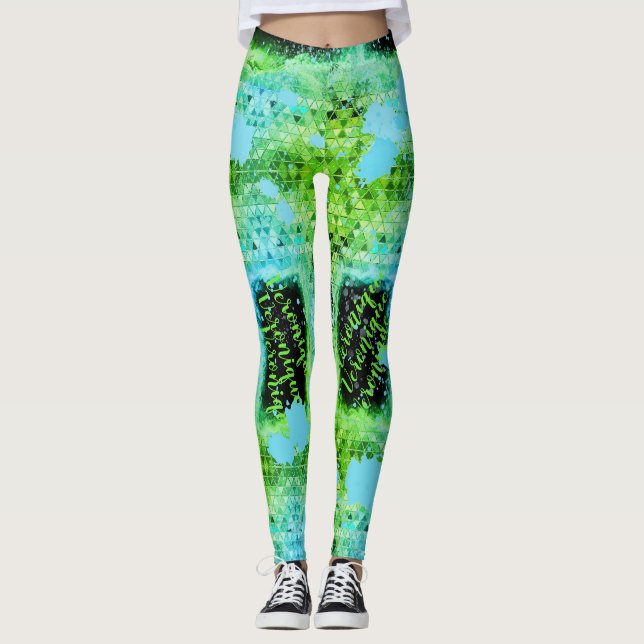 Grüne Dreiecke Türkische Farbe Leggings (Vorderseite)