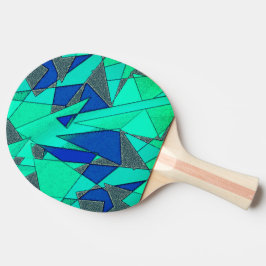 Grüne dreieckige Ausschnitte auf blauem Hintergrun Tischtennis Schläger