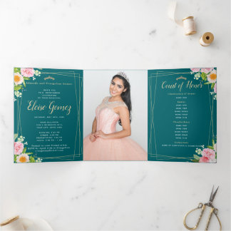 Grüne Dreifachblüte Quinceanera Einladung