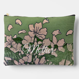 Grüne Drucktasche mit rosa Blüten zum Schneiden un Zubehörtasche