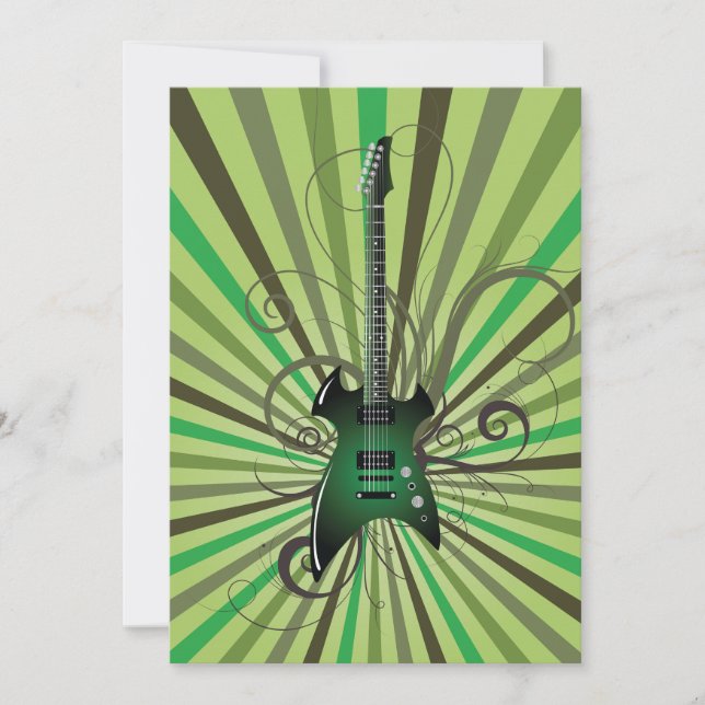 Grüne E-Gitarre Einladung (Vorderseite)